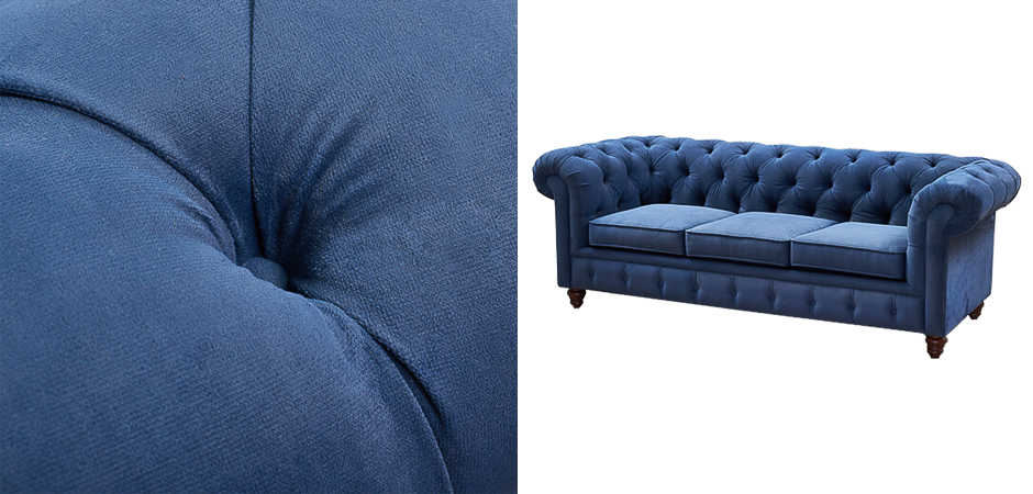 Диван Mini Kensington Sofa triple blue velor Диван Mini Kensington Sofa triple blue velor - Loft-Concept в Волгограде