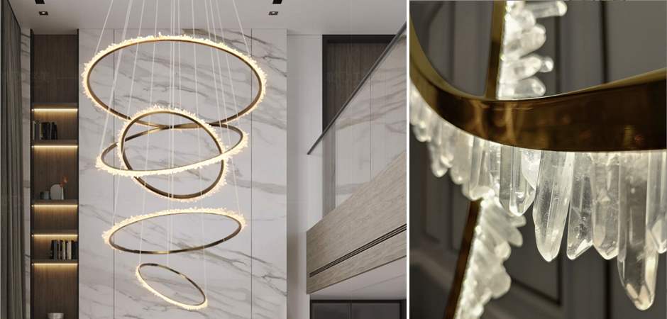 Люстра для высокого потолка Большие Кольца с кристаллами chandelier Large Rings Crystals Люстра для высокого потолка Большие Кольца с кристаллами chandelier Large Rings Crystals - Loft-Concept в Волгограде