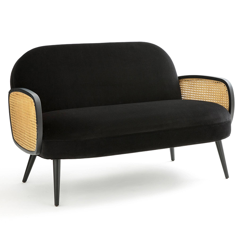 Диван Morten Wicker Black Sofa Черный Черный Диван Morten Wicker Black Sofa Черный Черный в Волгограде | Loft Concept