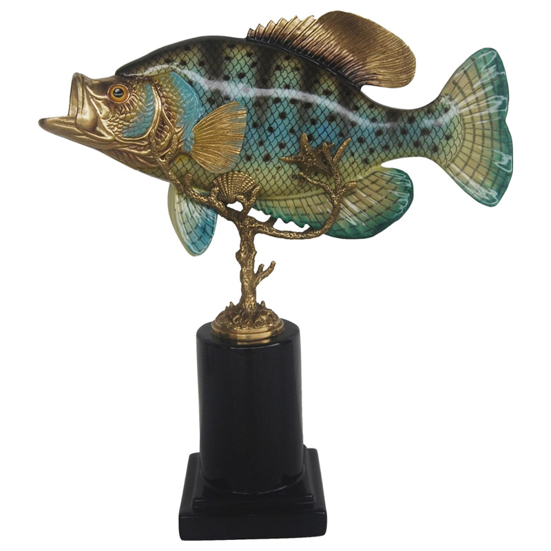Статуэтка Fish on stand Бронза Морская синь Серо-голубой Статуэтка Fish on stand Бронза Морская синь Серо-голубой в Волгограде | Loft Concept
