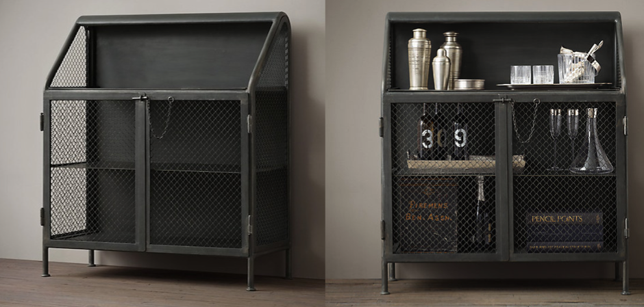 Бар металлический в стиле Лофт Vintage French Factory Bar Cart Бар металлический в стиле Лофт Vintage French Factory Bar Cart - Loft-Concept в Волгограде