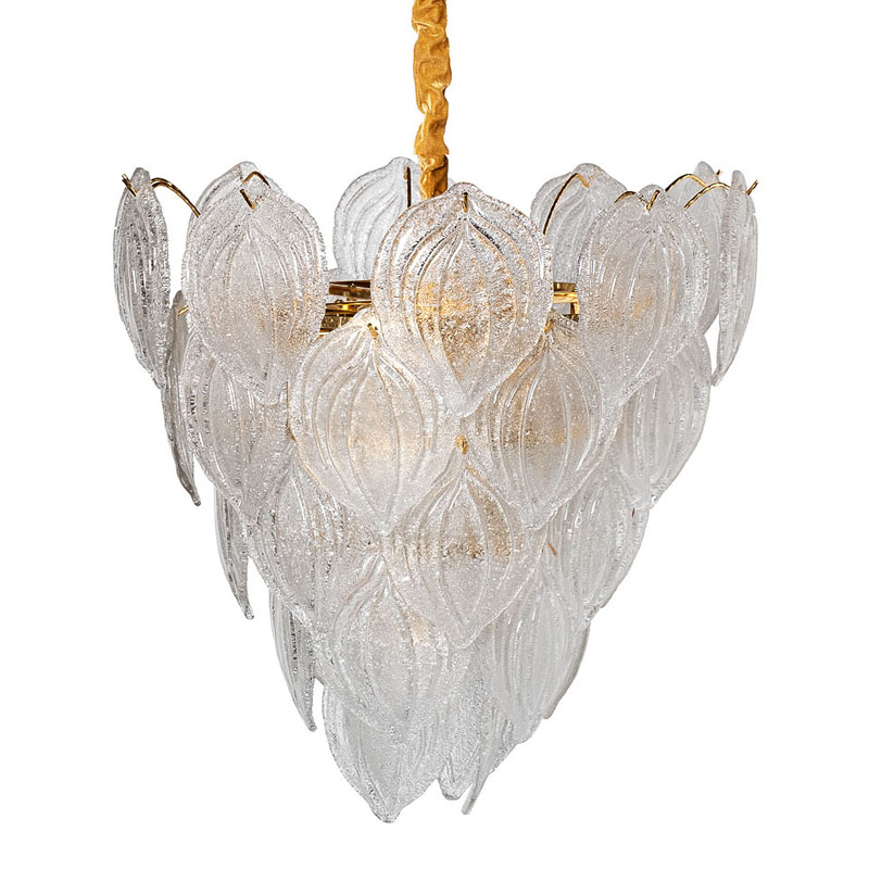 Люстра Textured Glass Chandelier Petal 10 Глянцевое золото в Волгограде | Loft Concept 