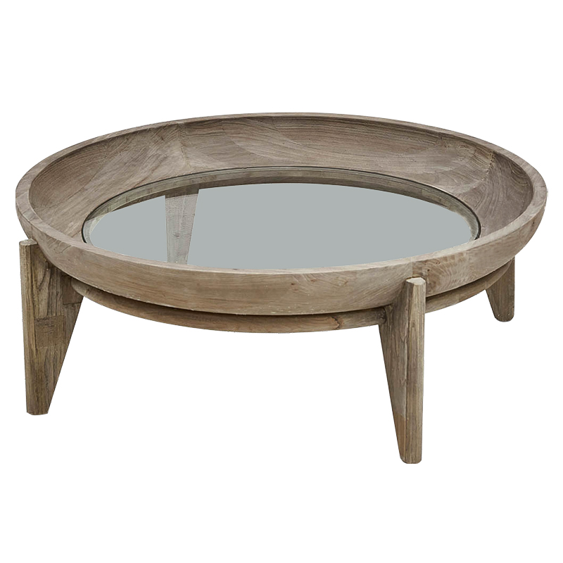Круглый кофейный стол Imran Round Coffee Table Древесина Прозрачное Стекло Круглый кофейный стол Imran Round Coffee Table Древесина Прозрачное Стекло в Волгограде | Loft Concept