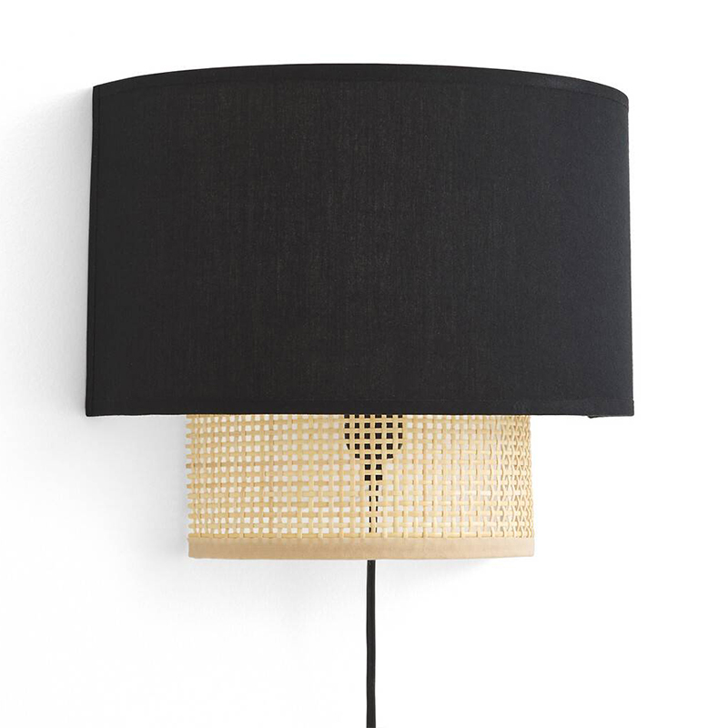 Бра Ottar Wicker Black lampshade Бежевый Черный Бра Ottar Wicker Black lampshade Бежевый Черный в Волгограде | Loft Concept