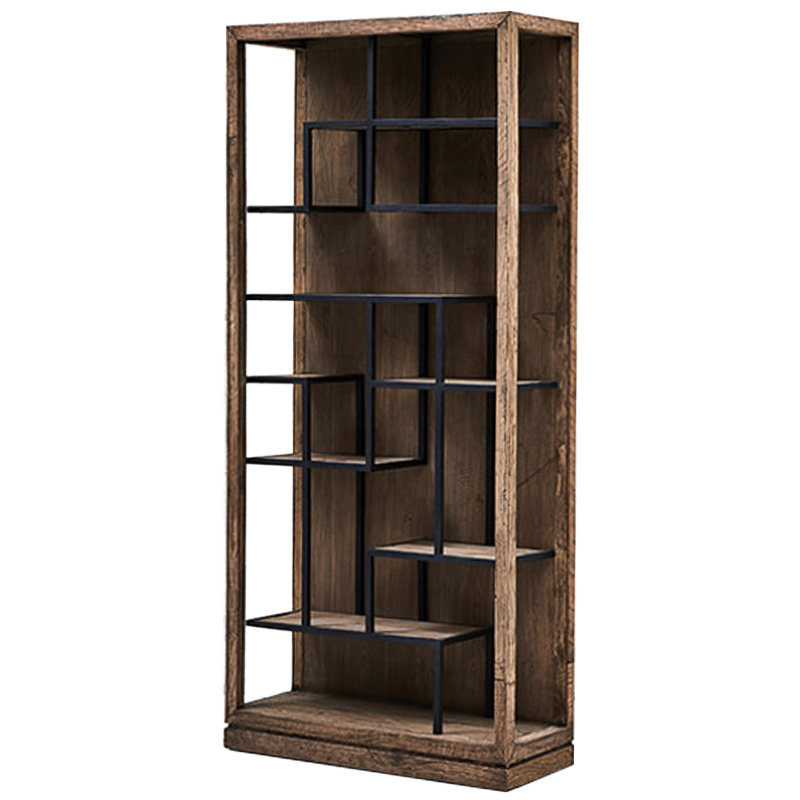 Стеллаж деревянный в стиле Лофт Geometric Loft Rack Черный Коричневый Стеллаж деревянный в стиле Лофт Geometric Loft Rack Черный Коричневый в Волгограде | Loft Concept