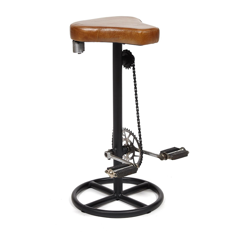 Барный стул с педалями от велосипеда Industrial leather bar stool with bicycle pedals Коричневый Черный в Волгограде | Loft Concept 