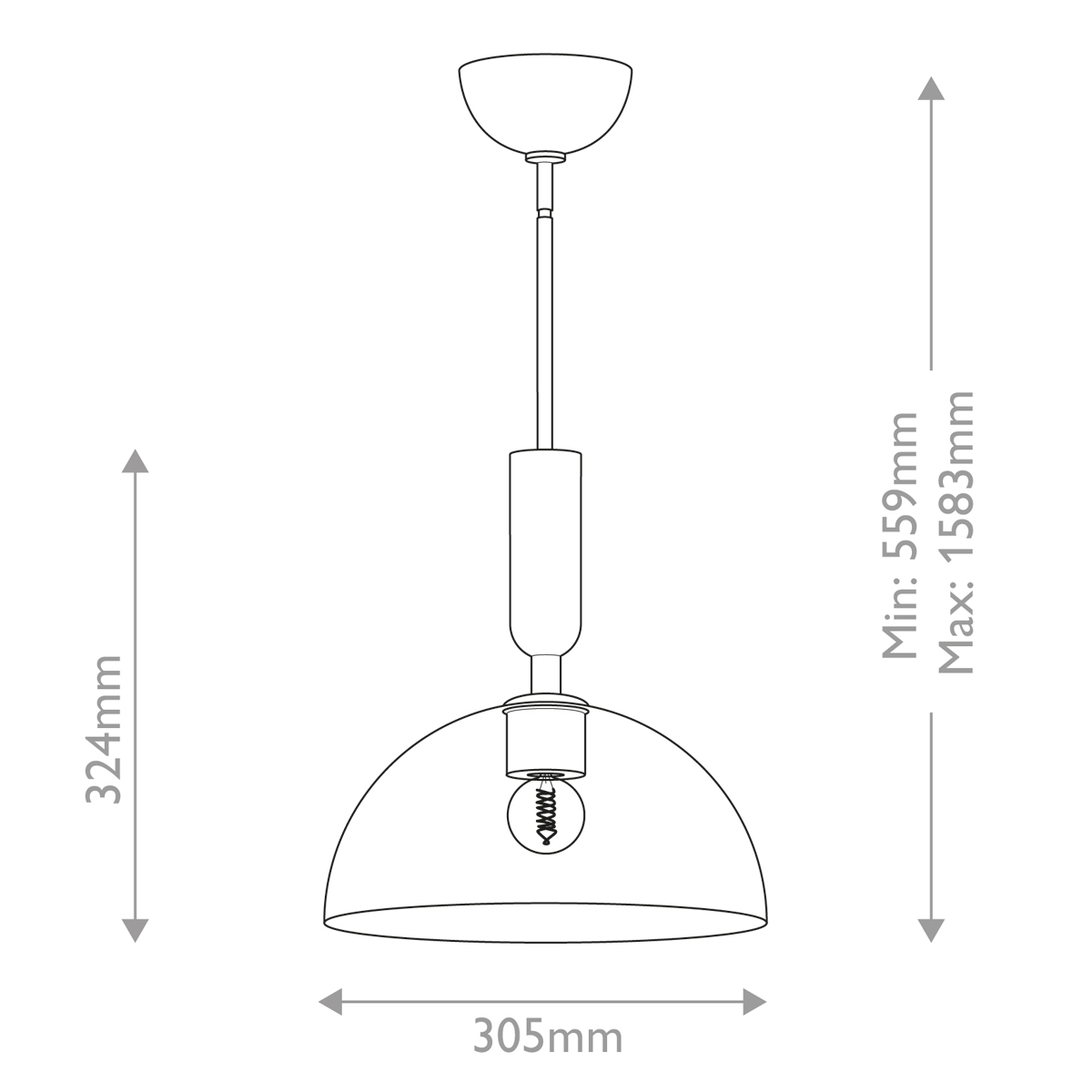 Подвесной светильник с прозрачным полусферическим стеклянным плафоном Alora Mood  в Волгограде