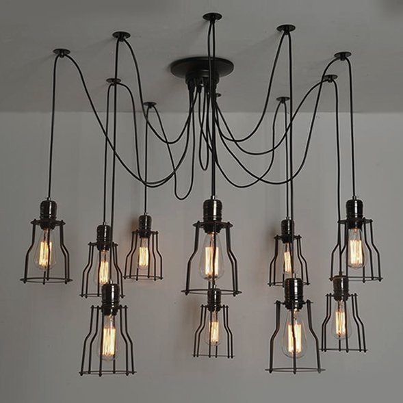 Люстра Loft Industrial 10 wire Cage Filament Pendant Бронза Черный матовый Люстра Loft Industrial 10 wire Cage Filament Pendant Бронза Черный матовый в Волгограде | Loft Concept