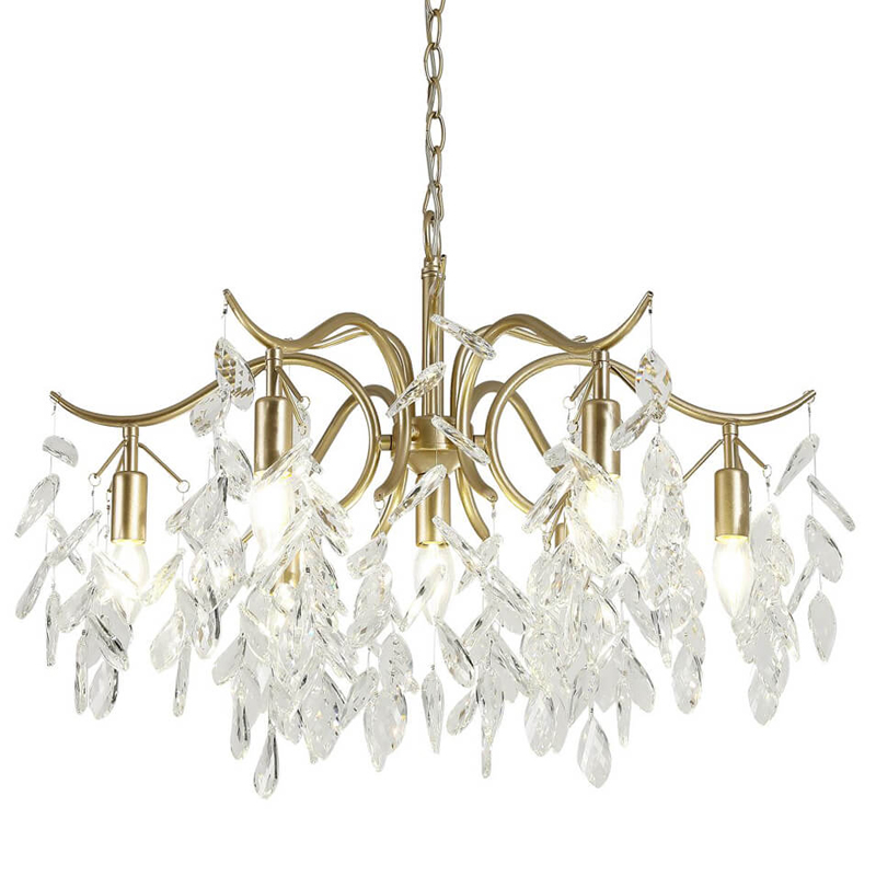 Люстра Hanging Crystal Leaves Chandelier 71 матовое золото Прозрачный (Transparent) Люстра Hanging Crystal Leaves Chandelier 71 матовое золото Прозрачный (Transparent) в Волгограде | Loft Concept