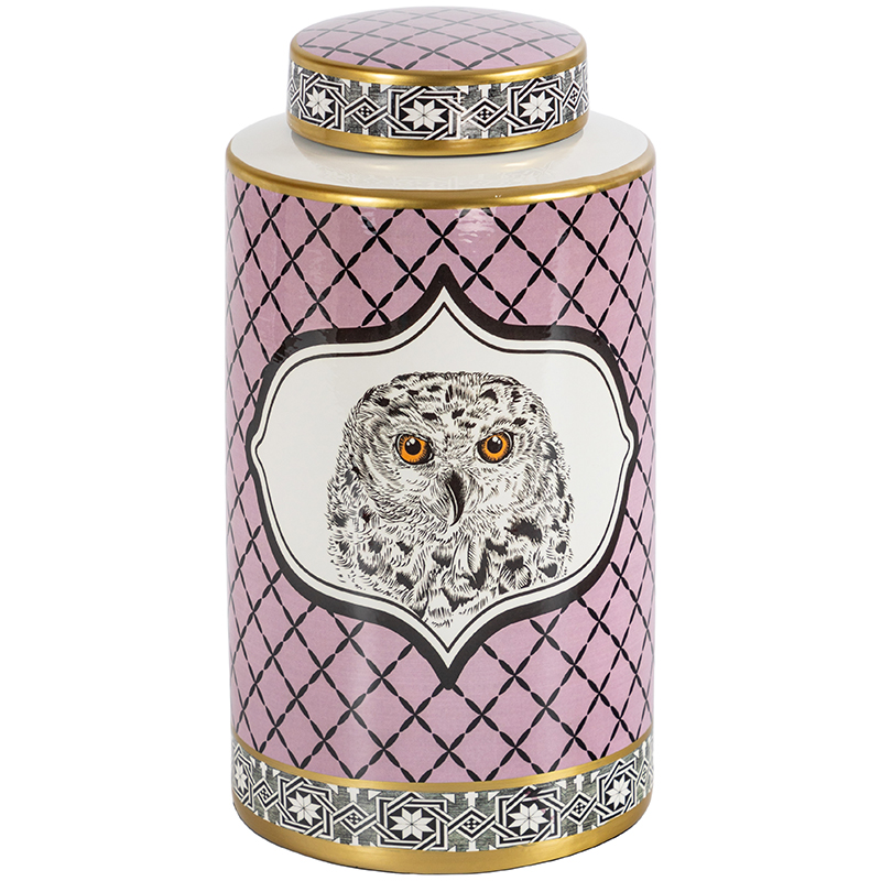 Ваза с крышкой Owl Collection Pink Vase Золотой Розовый Черно-белый Ваза с крышкой Owl Collection Pink Vase Золотой Розовый Черно-белый в Волгограде | Loft Concept