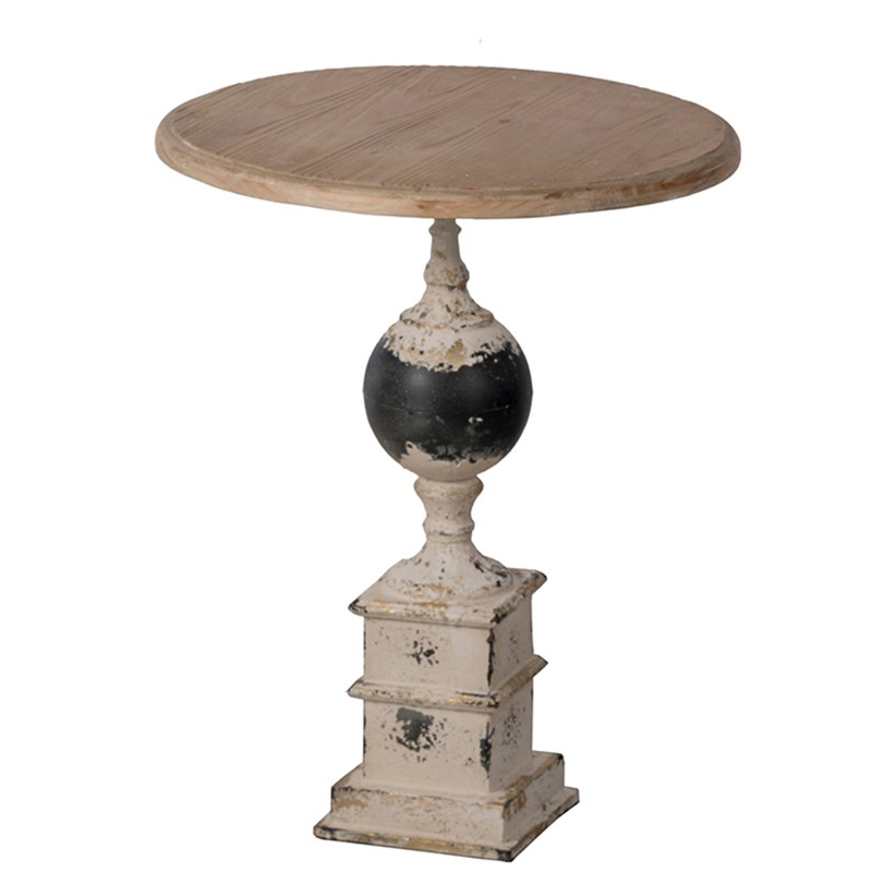 Приставной стол Pedestal Table Черный Белый винтажная патина Древесина Приставной стол Pedestal Table Черный Белый винтажная патина Древесина в Волгограде | Loft Concept
