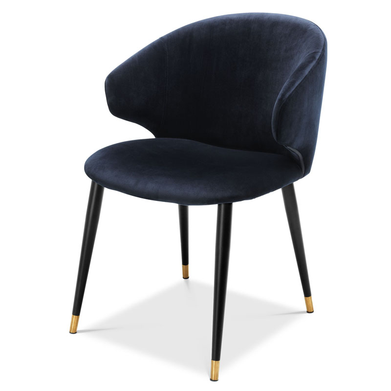 Стул Eichholtz DINING CHAIR VOLANTE blue Темно-синий Черный Золотой Стул Eichholtz DINING CHAIR VOLANTE blue Темно-синий Черный Золотой в Волгограде | Loft Concept