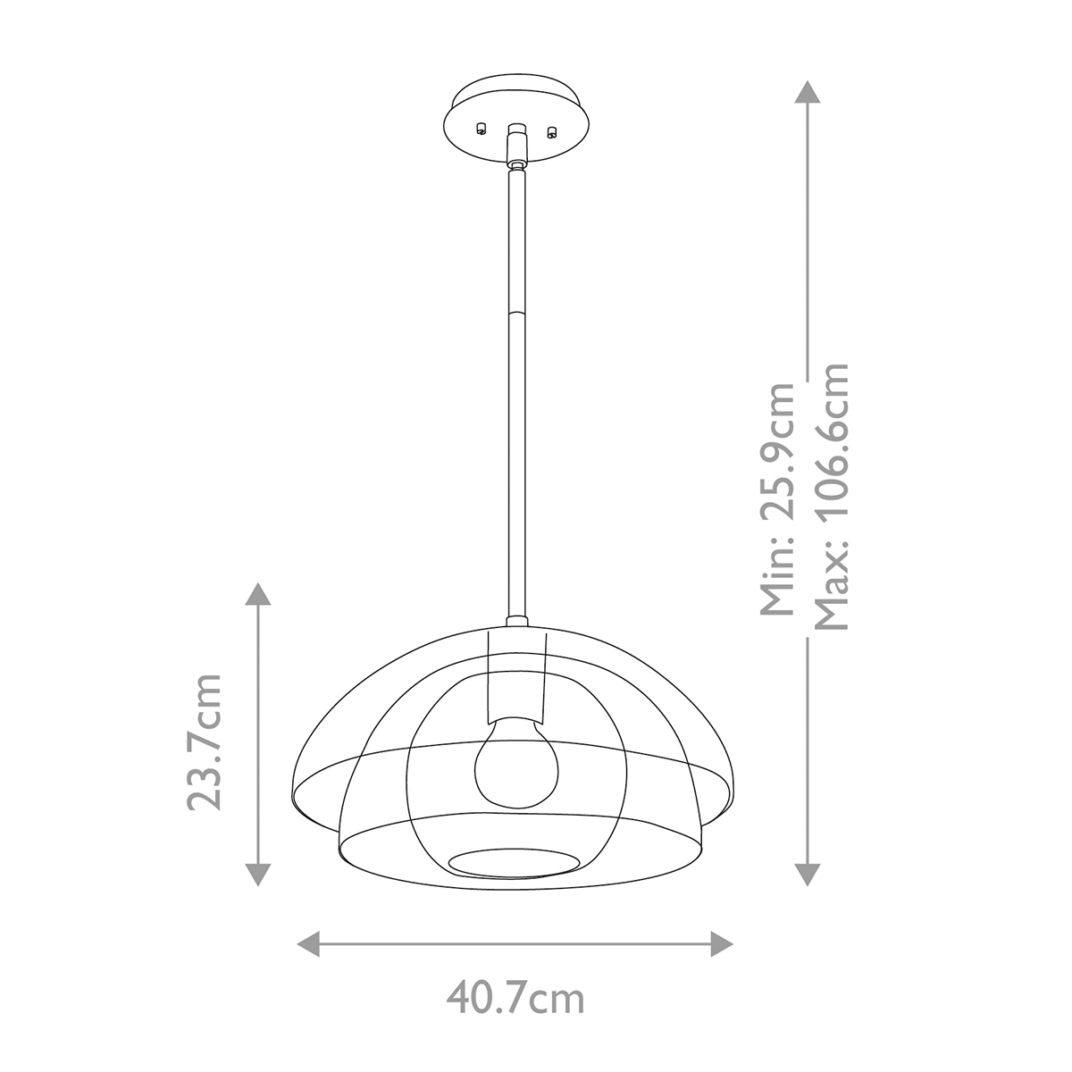 Подвесной светильник с прозрачным двойным стеклянным плафоном в форме купола и внутренней сферой Hinkley в Волгограде