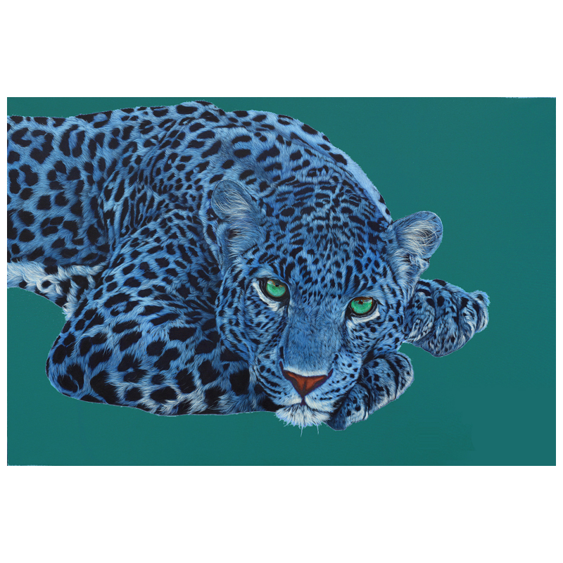 Картина Blue Leopard Белый Голубой Бирюзовый Картина Blue Leopard Белый Голубой Бирюзовый в Волгограде | Loft Concept