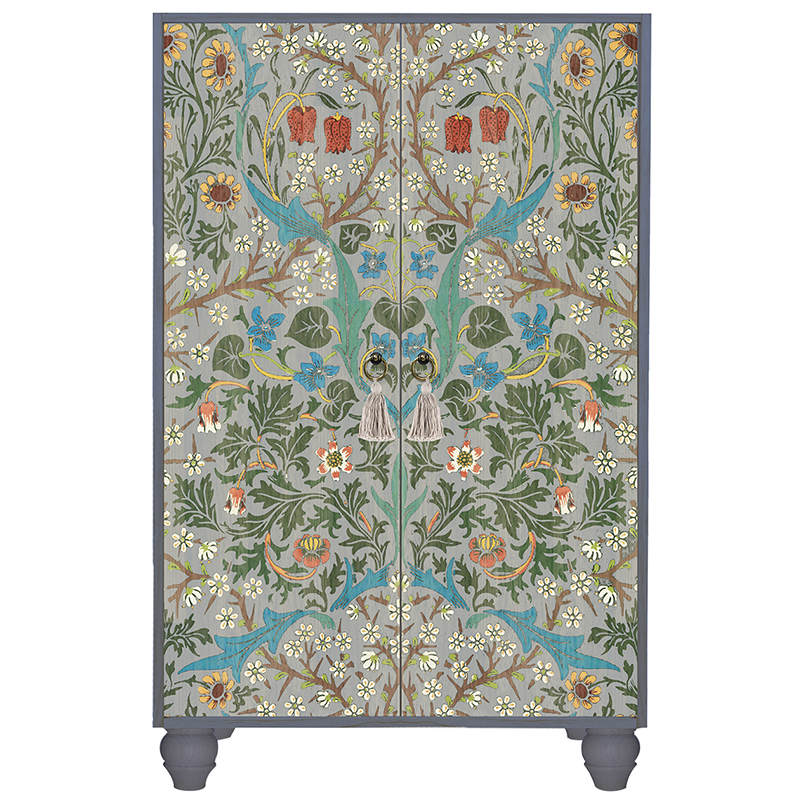 Шкаф с цветочным узором на дверцах Floral Print Cabinet Grey Серый Мульти Шкаф с цветочным узором на дверцах Floral Print Cabinet Grey Серый Мульти в Волгограде | Loft Concept