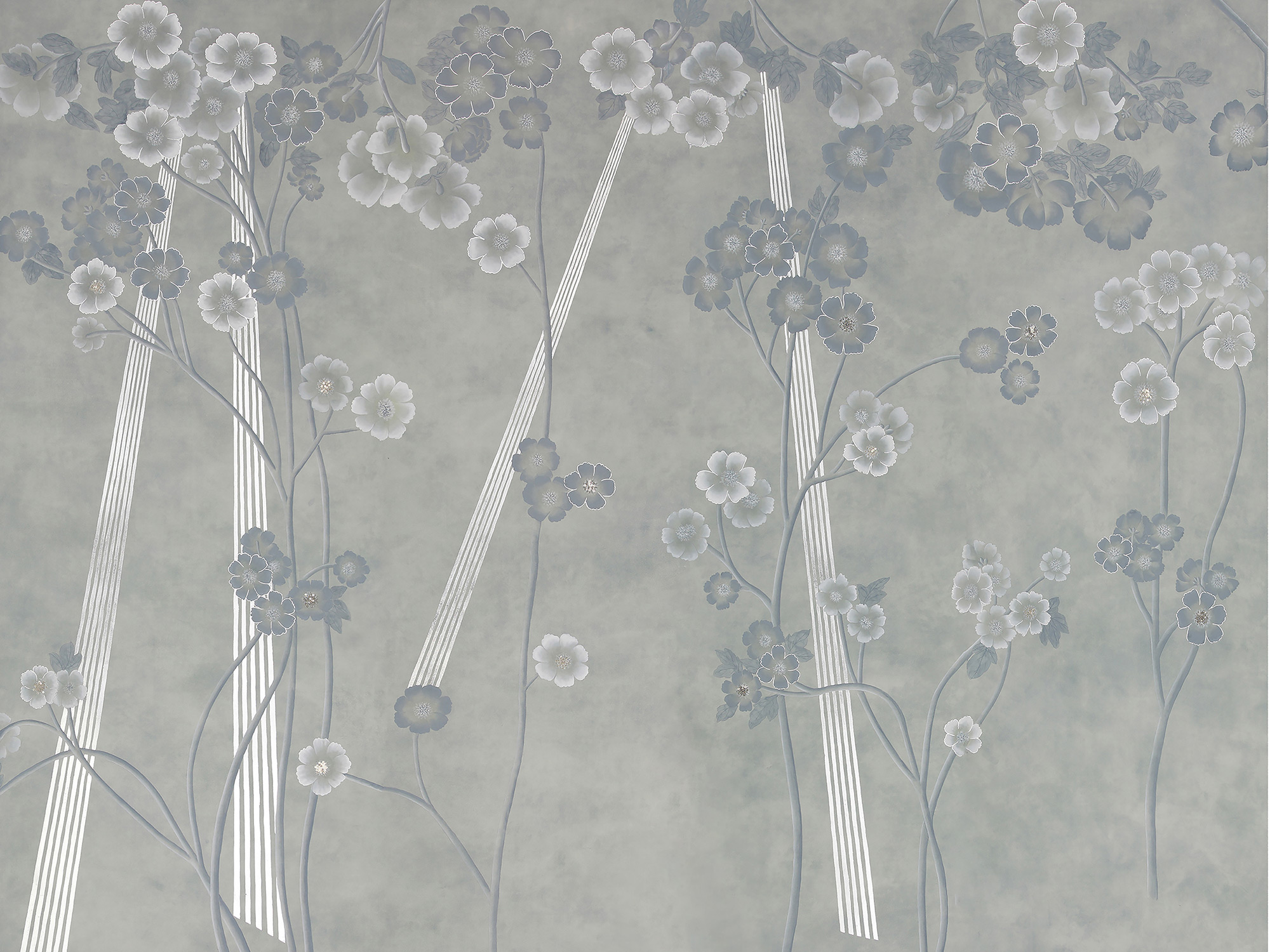 Обои ручная роспись Anemones in Light Special Colourway SC-235 on grey edo painted silk Обои ручная роспись Anemones in Light Special Colourway SC-235 on grey edo painted silk - постер Loft-Concept в Волгограде