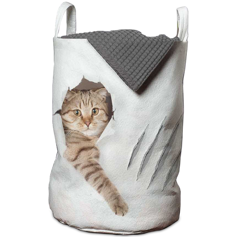 Корзина Hello Cat Basket Белый Бежево-серый Корзина Hello Cat Basket Белый Бежево-серый в Волгограде | Loft Concept
