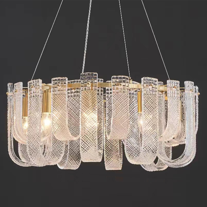 Люстра Prudence Textured Glass Chandelier Золотой Прозрачное Стекло Люстра Prudence Textured Glass Chandelier Золотой Прозрачное Стекло в Волгограде | Loft Concept