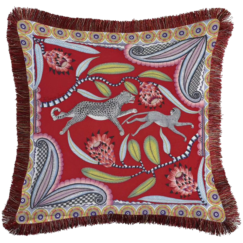 Декоративная подушка Jungle Red 169 Красный Мульти Декоративная подушка Jungle Red 169 Красный Мульти в Волгограде | Loft Concept