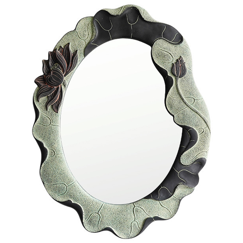 Зеркало Mirror Lotus Flowers oval Графит Зеленый шалфей в Волгограде | Loft Concept 