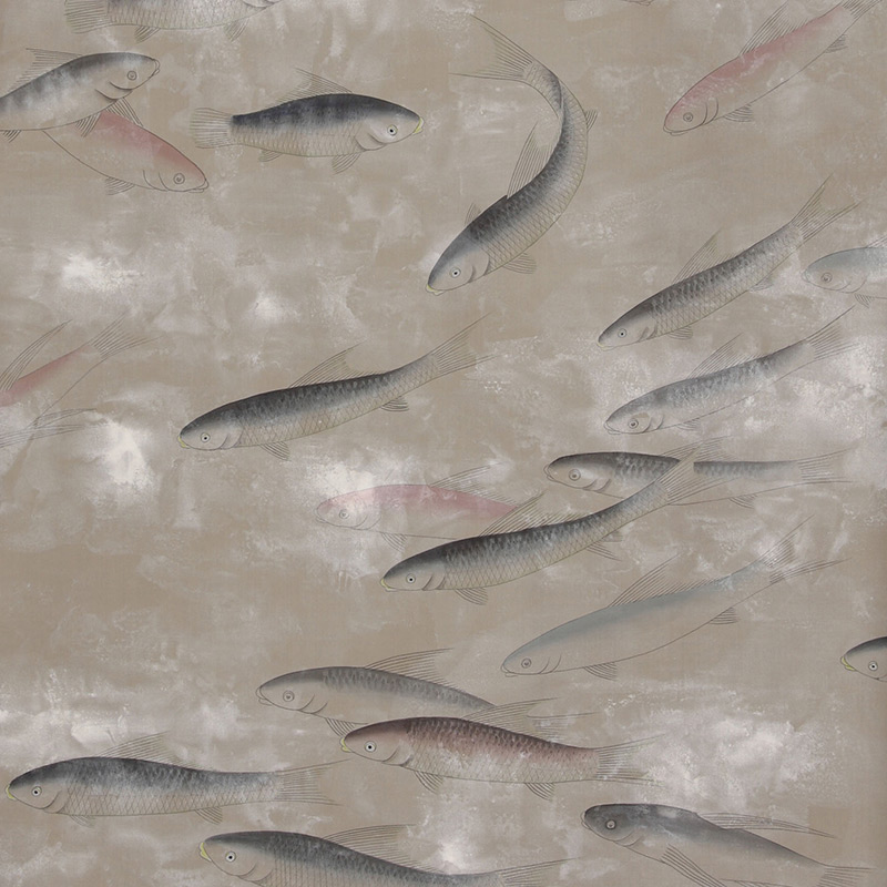 Обои ручная роспись Fishes Blue Pearl on Lead Grey dyed silk with antiquing Обои ручная роспись Fishes Blue Pearl on Lead Grey dyed silk with antiquing в Волгограде | Loft Concept