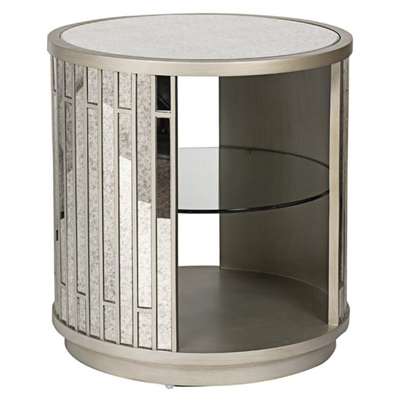Тумба круглая Mirror Blocks Nightstand Черный Серебряный Тумба круглая Mirror Blocks Nightstand Черный Серебряный в Волгограде | Loft Concept