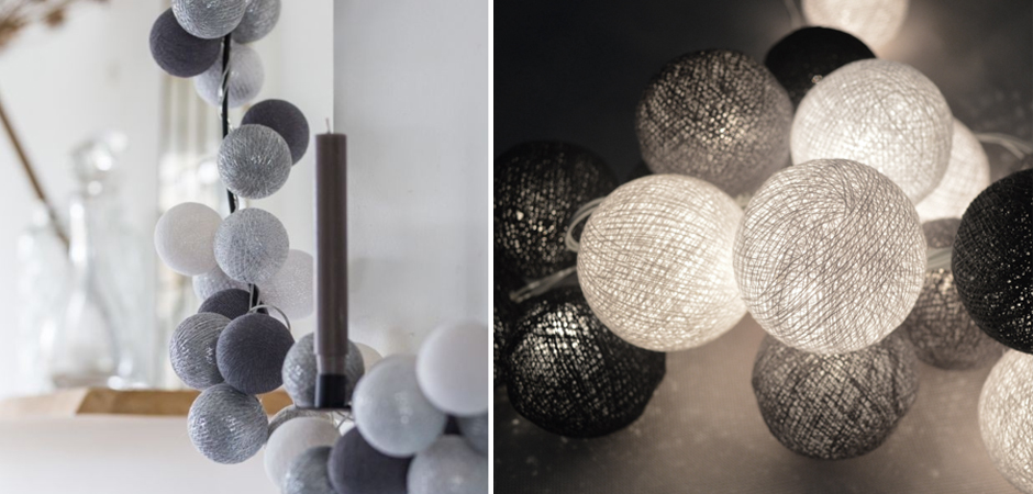 Гирлянда хлопковые фонарики Сotton Ball Silver Mix - Loft-Concept в Волгограде