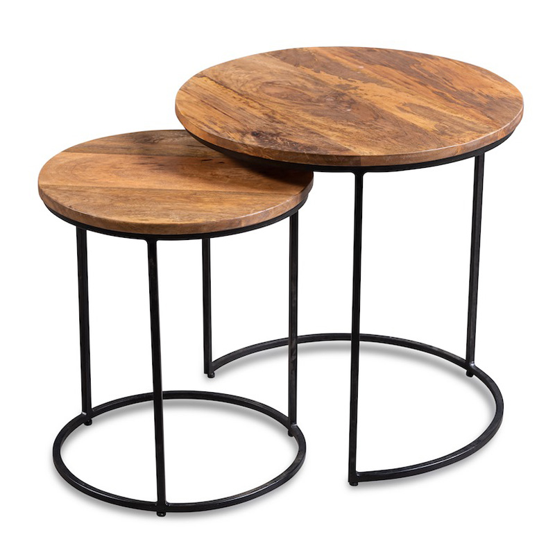 Комплект приставных столов Stafford Table lighter Черный Коричневый Комплект приставных столов Stafford Table lighter Черный Коричневый в Волгограде | Loft Concept