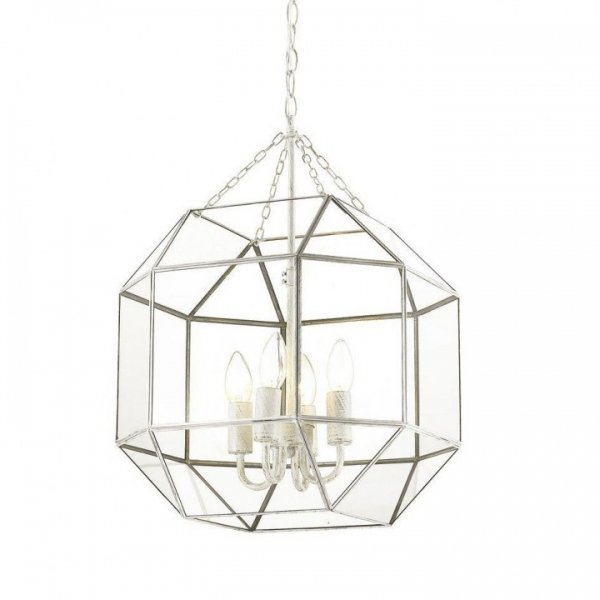 Подвесной светильник Glass & Metal Cage Pendant White 4 Белый Подвесной светильник Glass & Metal Cage Pendant White 4 Белый в Волгограде | Loft Concept