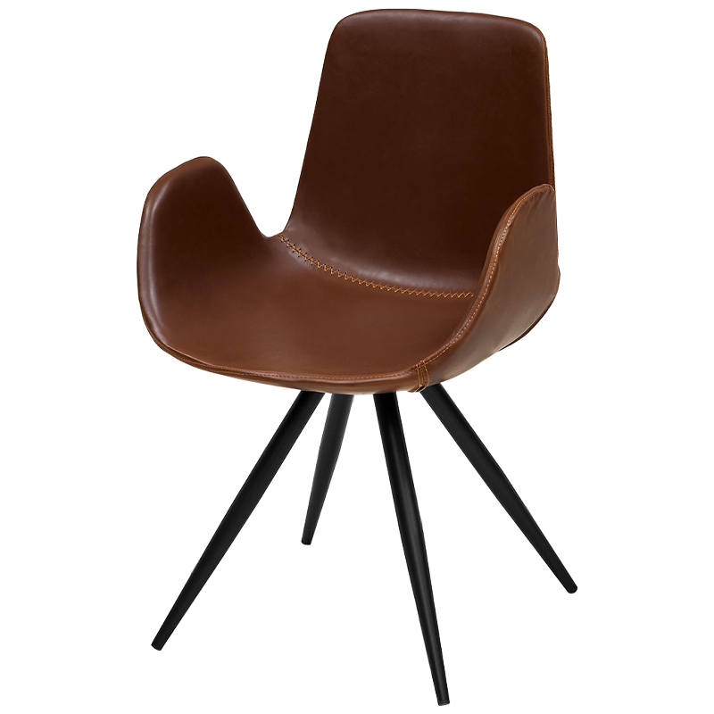 Стул коричневый с обивкой из эко-кожи Leigh Chair Коричневый Черный в Волгограде | Loft Concept 