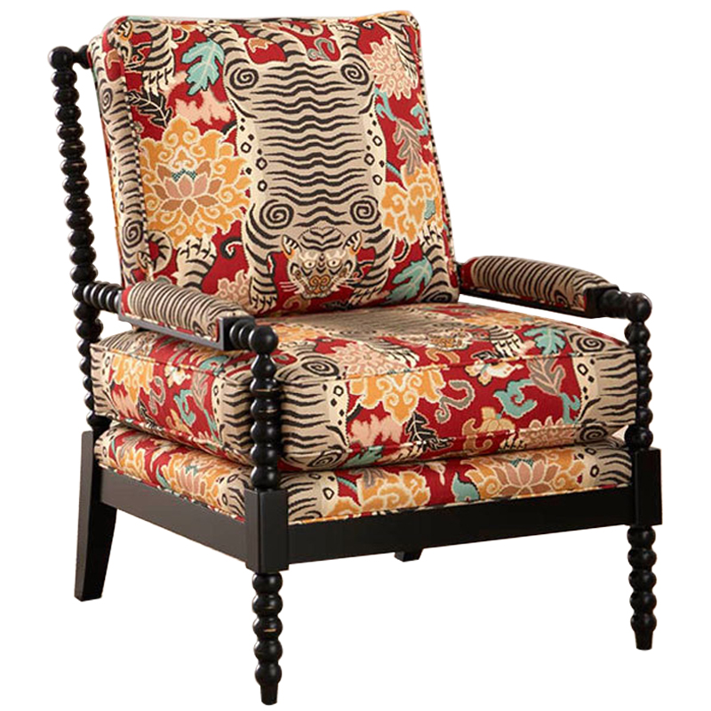 Кресло Tibetan Tiger Armchair Красный Бежевый Бирюзовый Черный Кресло Tibetan Tiger Armchair Красный Бежевый Бирюзовый Черный в Волгограде | Loft Concept