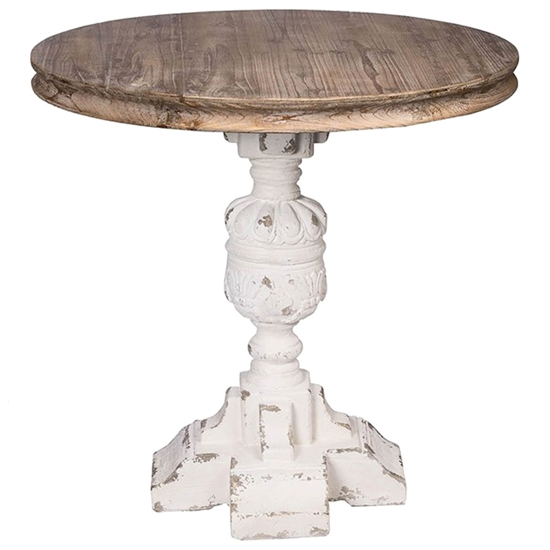 Круглый обеденный стол Aged Wood Коричневый Белый Круглый обеденный стол Aged Wood Коричневый Белый в Волгограде | Loft Concept