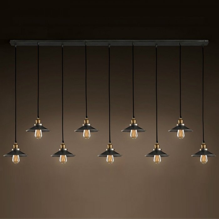 Потолочный светильник Loft Cone Pendant Line 9 Черный матовый Потолочный светильник Loft Cone Pendant Line 9 Черный матовый в Волгограде | Loft Concept