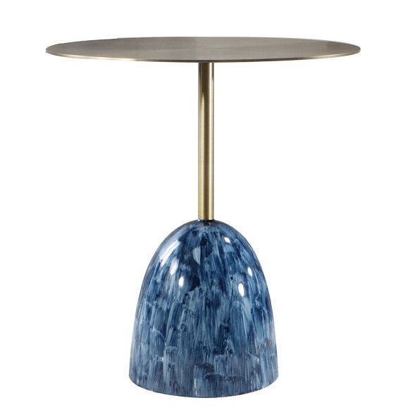 Приставной стол Blue Stains Table Латунь Синий Приставной стол Blue Stains Table Латунь Синий в Волгограде | Loft Concept