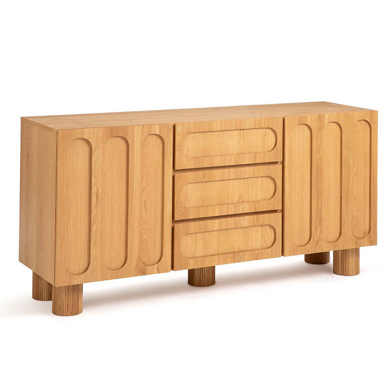 Комод Jakob Oak Chest of Drawers из массива дуба с 3-мя ящиками и 2-мя дверцами Светлый дуб в Волгограде | Loft Concept 