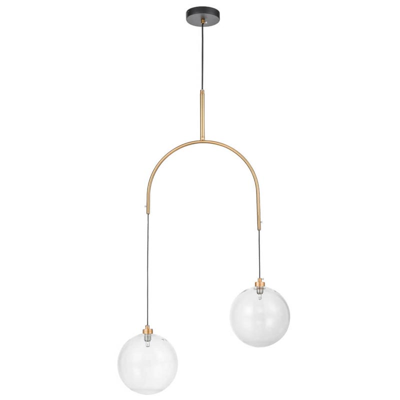 Люстра Two Hanging Ball Chandelier Золотой Прозрачный Черный Люстра Two Hanging Ball Chandelier Золотой Прозрачный Черный в Волгограде | Loft Concept