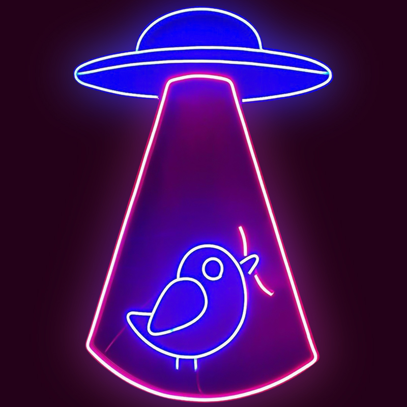 Неоновая настенная лампа UFO and Bird Neon Wall Lamp Синий Лиловый Неоновая настенная лампа UFO and Bird Neon Wall Lamp Синий Лиловый в Волгограде | Loft Concept