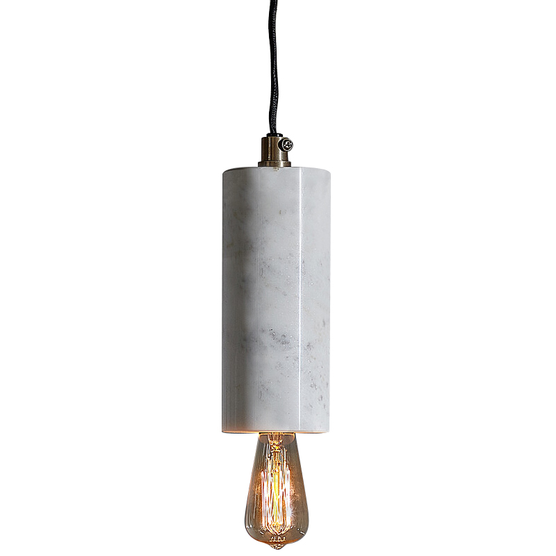 Подвесной светильник Shaw Cylinder Marble Hanging Lamp Белый Мрамор Bianco Черный Подвесной светильник Shaw Cylinder Marble Hanging Lamp Белый Мрамор Bianco Черный в Волгограде | Loft Concept