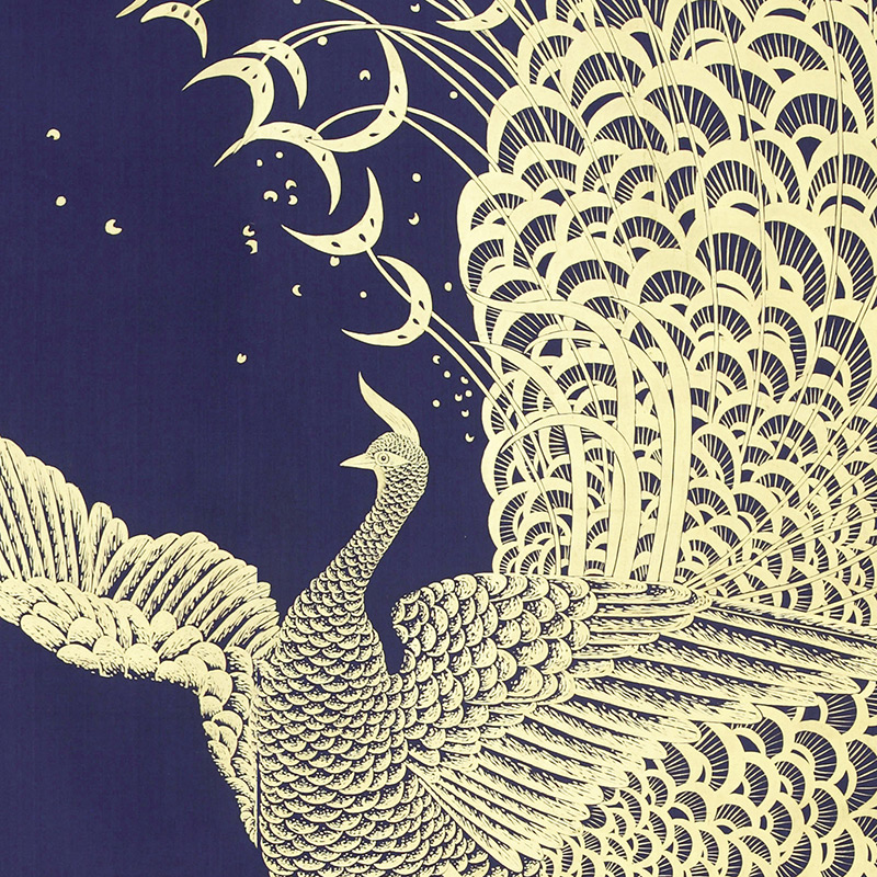 Обои ручная роспись в стиле Арт-деко Whistler Peacocks Colourway SC-100 on Empire Blue dyed silk Обои ручная роспись в стиле Арт-деко Whistler Peacocks Colourway SC-100 on Empire Blue dyed silk в Волгограде | Loft Concept