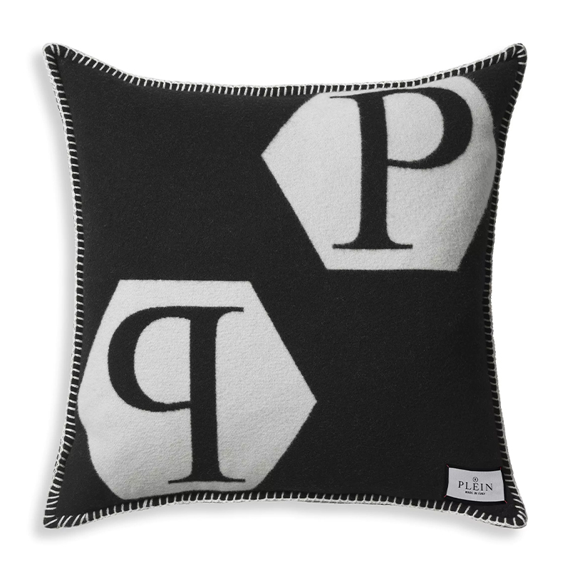 Подушка Philipp Plein Cushion Cashmere Black Черно-белый Подушка Philipp Plein Cushion Cashmere Black Черно-белый в Волгограде | Loft Concept
