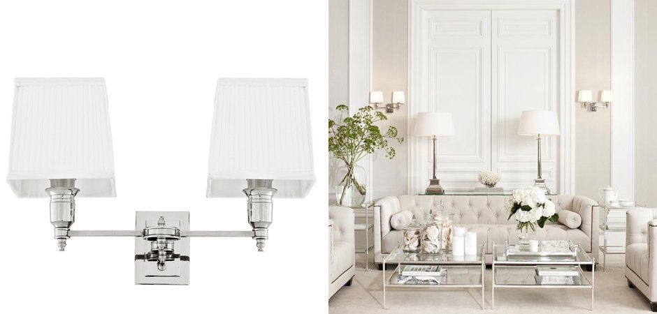 Бра Wall Lamp Lexington Double Nickel+White Бра Wall Lamp Lexington Double Nickel+White - Loft-Concept в Волгограде