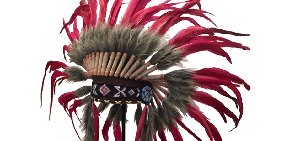 War bonnet Индейский венец из перьев красный War bonnet Индейский венец из перьев красный - Loft-Concept в Волгограде