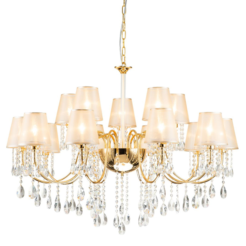 Двухъярусная люстра золотого цвета с хрустальным декором Dainty Light Золотой Янтарный Двухъярусная люстра золотого цвета с хрустальным декором Dainty Light Золотой Янтарный в Волгограде | Loft Concept