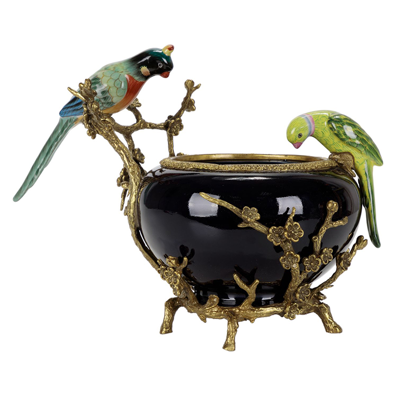 Чаша фарфоровая черная гнездо попугая Parrot Золотой Черный Чаша фарфоровая черная гнездо попугая Parrot Золотой Черный в Волгограде | Loft Concept