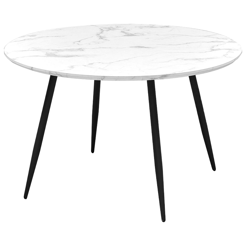 Стол круглый Calvert Table белая столешница с рисунком под мрамор Белый Черный Стол круглый Calvert Table белая столешница с рисунком под мрамор Белый Черный в Волгограде | Loft Concept