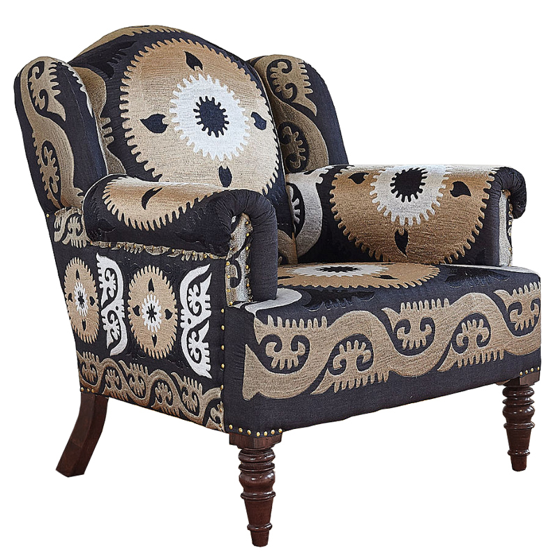 Armchair Mandala Beige Ornament Бежевый Черный в Волгограде | Loft Concept 