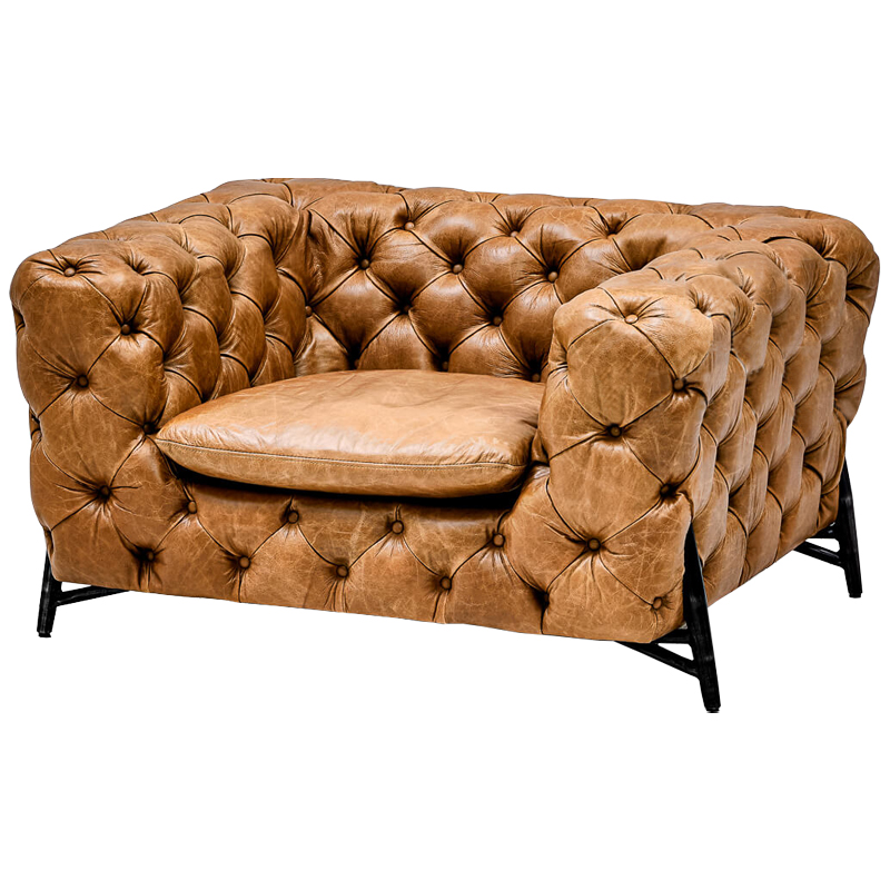 Кресло Hendrica Capitone Chair Карамель Черный Кресло Hendrica Capitone Chair Карамель Черный в Волгограде | Loft Concept