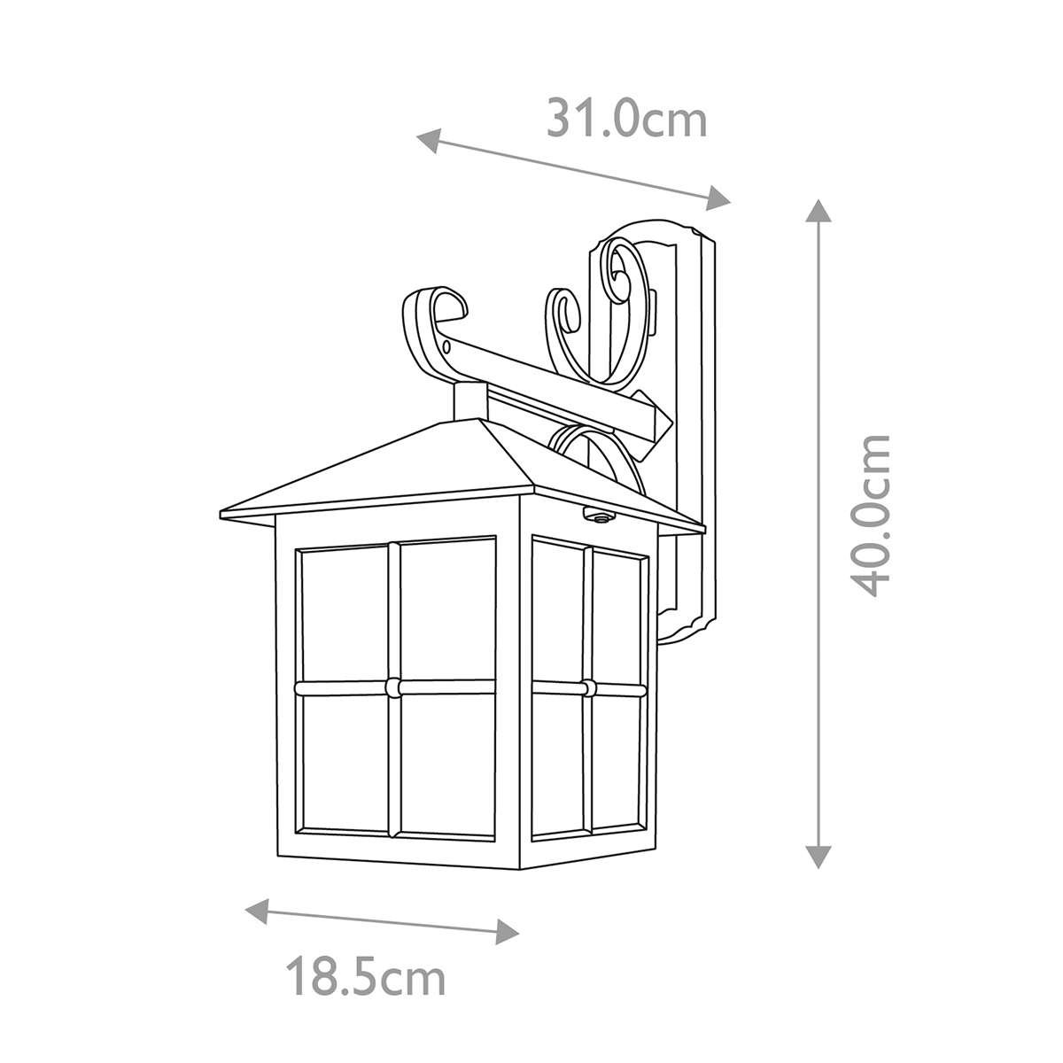 Настенный фонарь черного цвета в форме фонаря с решетчатым плафоном и фактурным стеклом Elstead Lighting в Волгограде