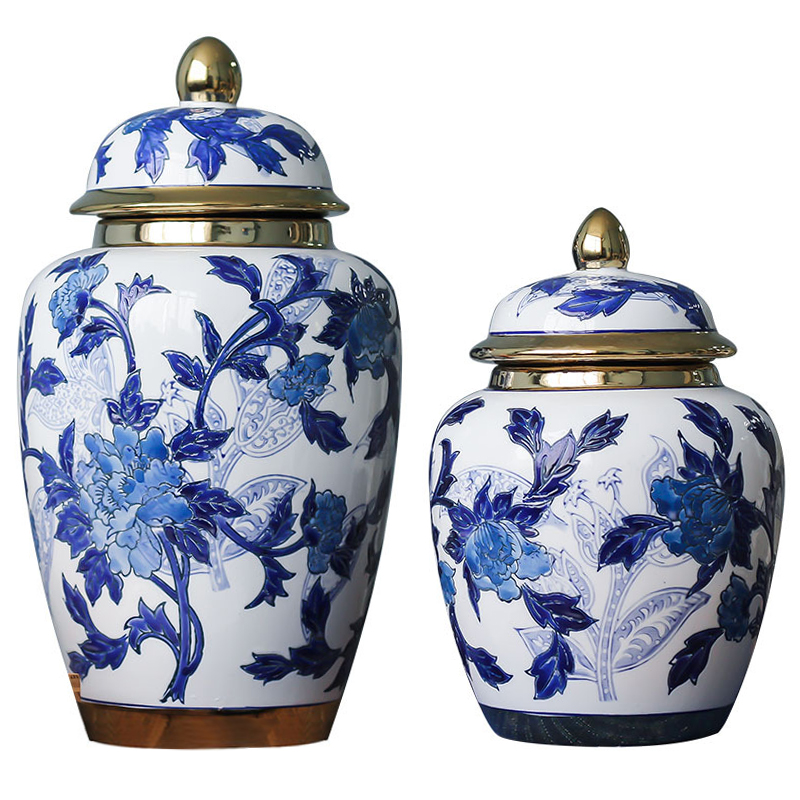 Вазы Porcelain Oriental Blue Ornament Vases Синий Белый Золотой Вазы Porcelain Oriental Blue Ornament Vases Синий Белый Золотой в Волгограде | Loft Concept