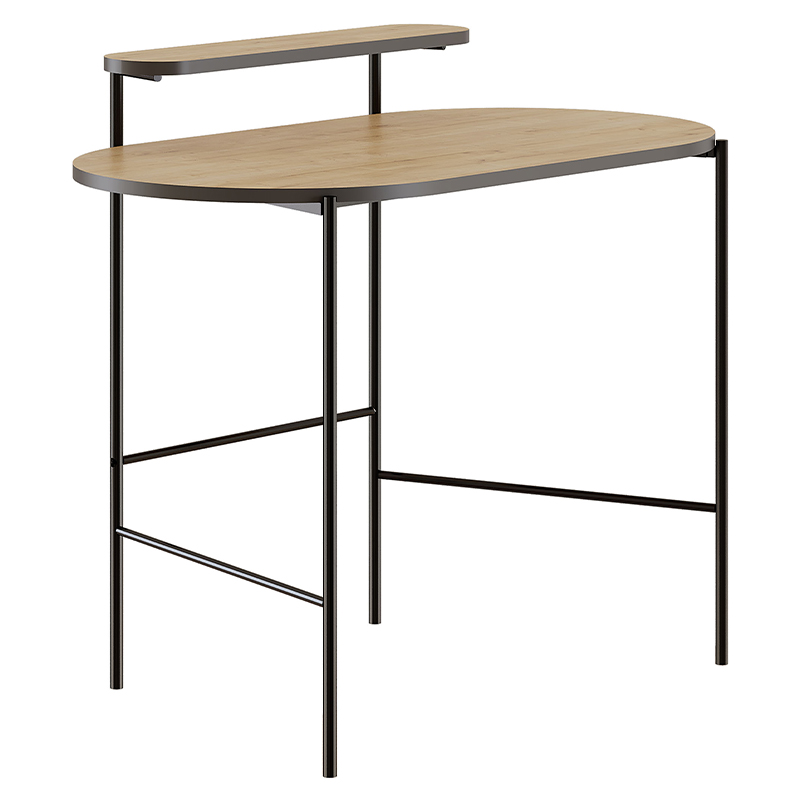 Стол письменный овальной формы с полкой LOUB WORKING TABLE BLACK OAK Древесина Черный Стол письменный овальной формы с полкой LOUB WORKING TABLE BLACK OAK Древесина Черный в Волгограде | Loft Concept
